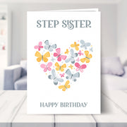 step sister card shown in a living room