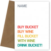 Personalised Buy Bucket, Buy Wine Card