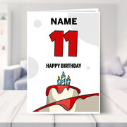 happy 11th birthday card shown in a living room