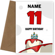 Happy 11th Birthday Card - Bold Birthday Cake Design