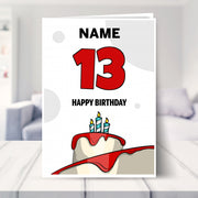 happy 13th birthday card shown in a living room
