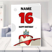 happy 16th birthday card shown in a living room