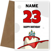 Happy 23rd Birthday Card - Bold Birthday Cake Design
