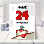 happy 24th birthday card shown in a living room