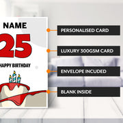 Main features of this 25th birthday card for her