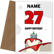 Happy 27th Birthday Card - Bold Birthday Cake Design
