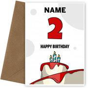 Happy 2nd Birthday Card - Bold Birthday Cake Design
