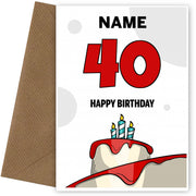 Happy 40th Birthday Card - Bold Birthday Cake Design