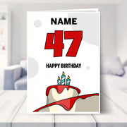 happy 47th birthday card shown in a living room