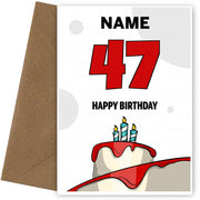 Happy 47th Birthday Card - Bold Birthday Cake Design