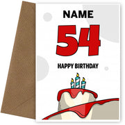 Happy 54th Birthday Card - Bold Birthday Cake Design