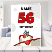 happy 56th birthday card shown in a living room