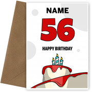 Happy 56th Birthday Card - Bold Birthday Cake Design