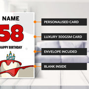 Main features of this 58th birthday card for her