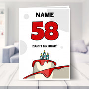 happy 58th birthday card shown in a living room