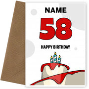 Happy 58th Birthday Card - Bold Birthday Cake Design