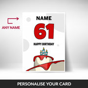 What can be personalised on this 61st birthday card for him
