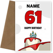 Happy 61st Birthday Card - Bold Birthday Cake Design