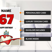 Main features of this 67th birthday card for her