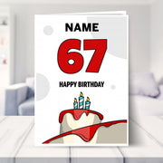 happy 67th birthday card shown in a living room