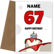 Happy 67th Birthday Card - Bold Birthday Cake Design