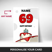 What can be personalised on this 69th birthday card for him