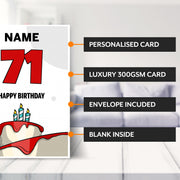 Main features of this 71st birthday card for her