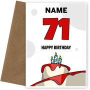 Happy 71st Birthday Card - Bold Birthday Cake Design