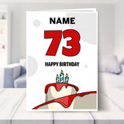happy 73rd birthday card shown in a living room