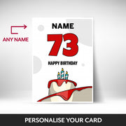 What can be personalised on this 73rd birthday card for him