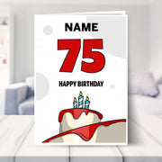 happy 75th birthday card shown in a living room