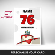 What can be personalised on this 76th birthday card for him