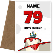 Happy 79th Birthday Card - Bold Birthday Cake Design