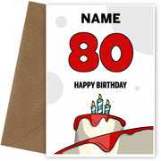 Happy 80th Birthday Card - Bold Birthday Cake Design