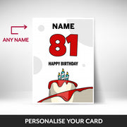 What can be personalised on this 81st birthday card for him