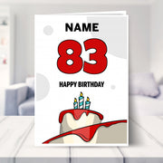 happy 83rd birthday card shown in a living room