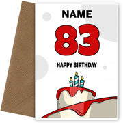 Happy 83rd Birthday Card - Bold Birthday Cake Design
