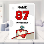 happy 87th birthday card shown in a living room