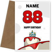 Happy 88th Birthday Card - Bold Birthday Cake Design