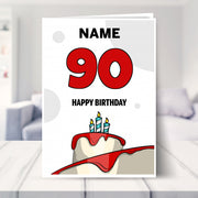 happy 90th birthday card shown in a living room