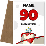 Happy 90th Birthday Card - Bold Birthday Cake Design