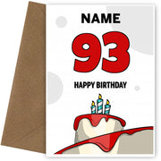 Happy 93rd Birthday Card - Bold Birthday Cake Design