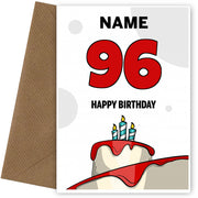 Happy 96th Birthday Card - Bold Birthday Cake Design