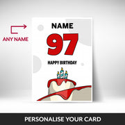 What can be personalised on this 97th birthday card for him