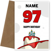 Happy 97th Birthday Card - Bold Birthday Cake Design