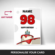 What can be personalised on this 98th birthday card for him
