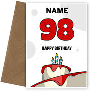 Happy 98th Birthday Card - Bold Birthday Cake Design