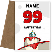 Happy 99th Birthday Card - Bold Birthday Cake Design