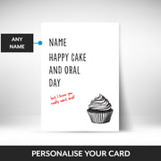 What can be personalised on this cake and fanny card