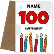 Happy 100th Birthday Card - Bold Birthday Candles Design